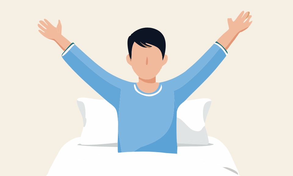 いびき改善で喜んでいる男性のイラスト